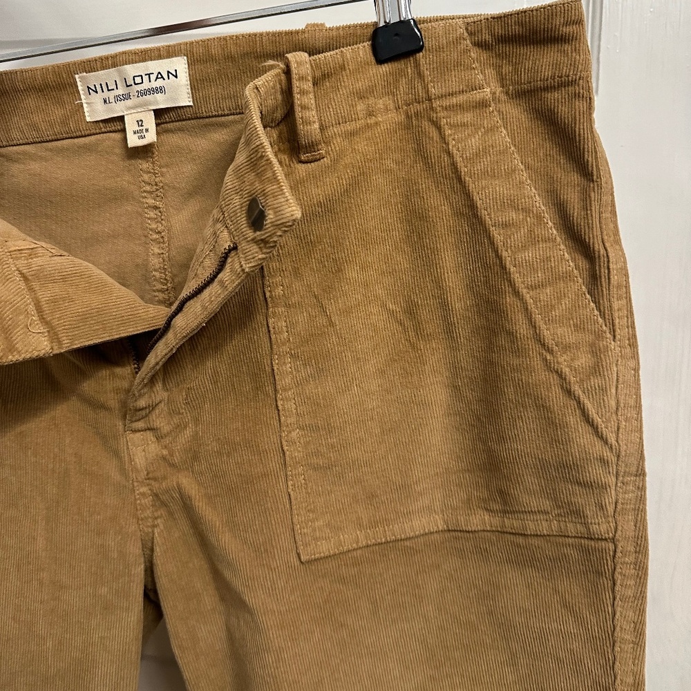 NWOT Nili Lotan Corduroy Jenna Pants in Camel size 12